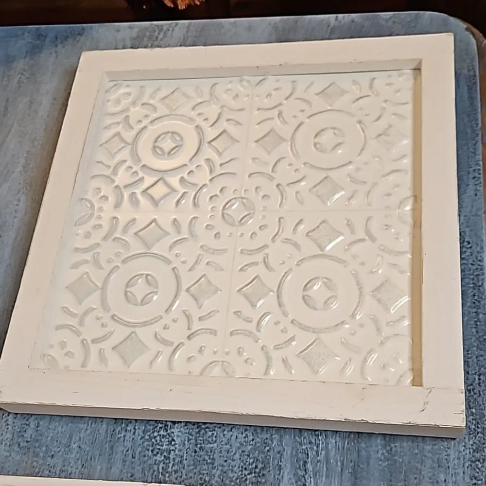 NWT Hobby Lobby White Tin Framed Wall Art Panels | 10